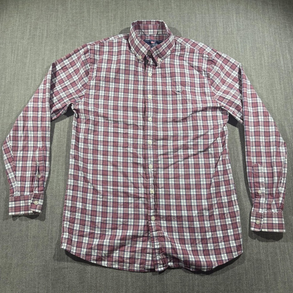 Vineyard‎ Vines Whale Shirt Mens XL Red Plaid Long Sleeve Button Down Cotton